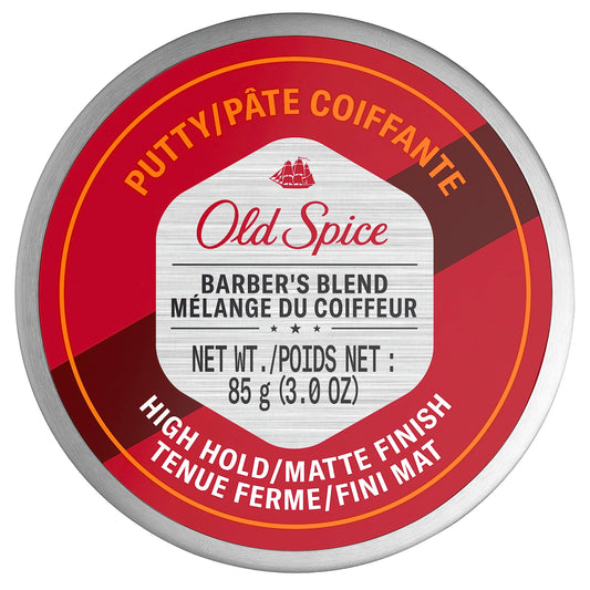 OLD SPICE Hair Styling Putty for Men, High Hold/Matte Finish, Barber's Blend Infused with Aloe, 3 Ounce