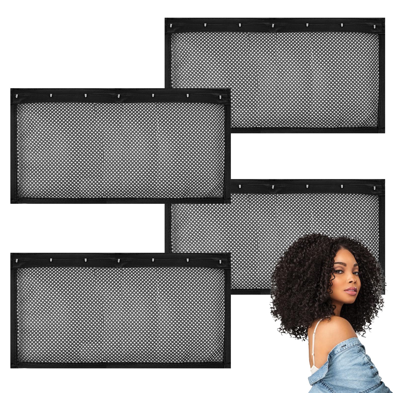 Lock Curly Hair Stretcher and Length Maintainer - Prevent Shrinkage with No-Heat Styling Net for An Elongated Look (13IN*4PCS)