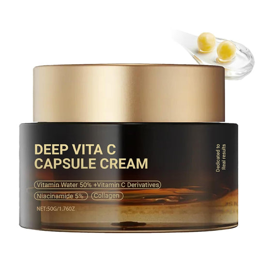 Deep Vita C Capsule Cream, Anti Wrinkles Moisturizer Cream for Face, Firming & Repairing Skin, Exfoliates Skin & Shrinks Pores, Daily Skin Care